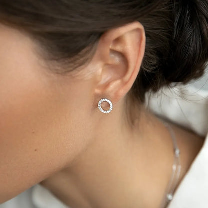 ClassyLuxe - Silver Gold Earrings - Elegant Jewelry