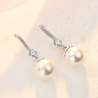 ClassyLuxe - Luxury Zircon Pearl Earrings - Elegant Jewelry